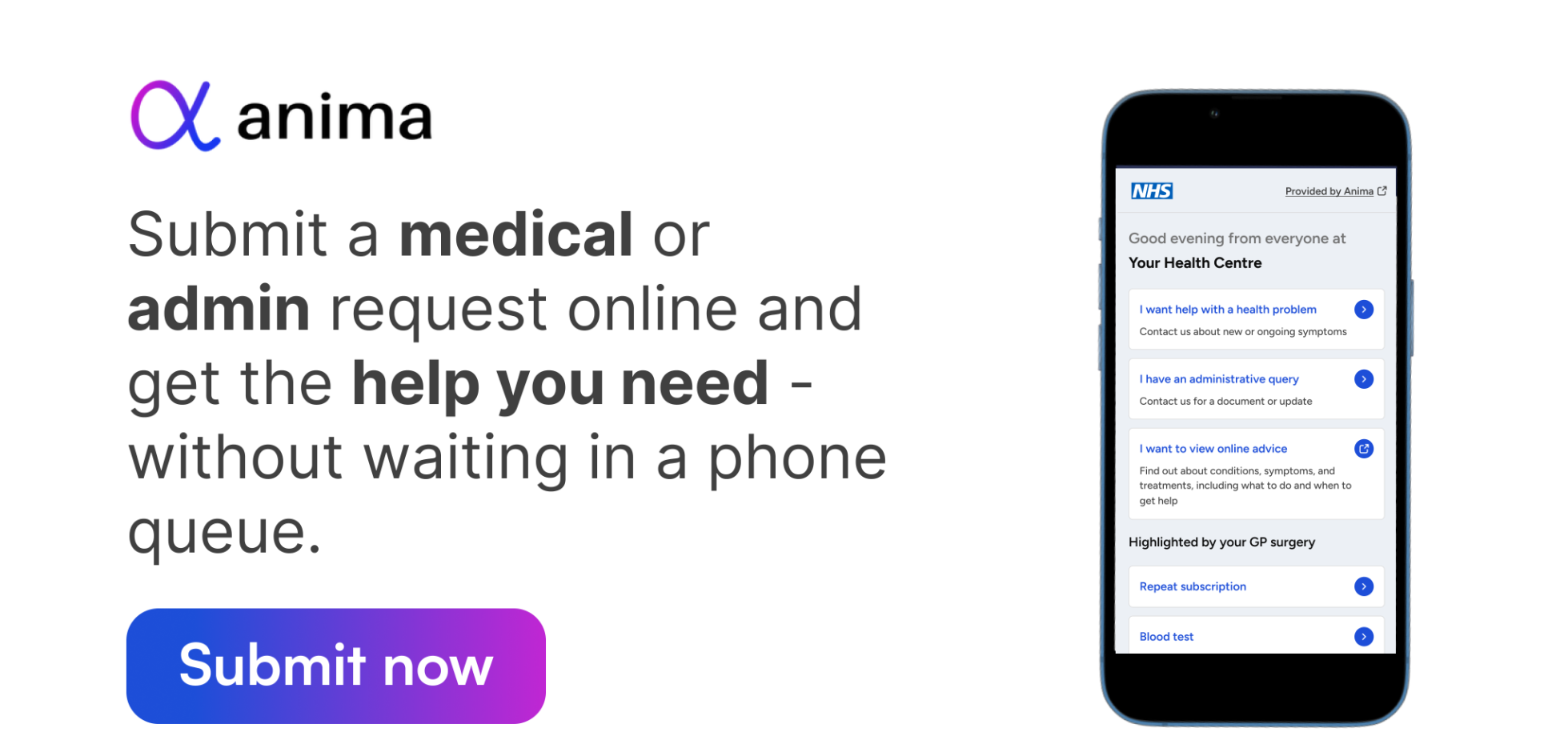Submit a medical or admin request online and get the help you need without waiting in a phone queue.
